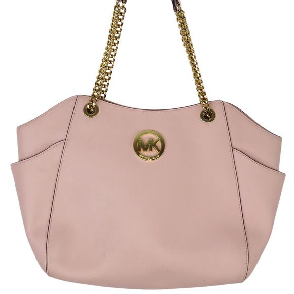 Michael Kors Jet Set Tote in Blossom Light Pink Hand Bag with Gold Chain Straps - Picture 5 of 13